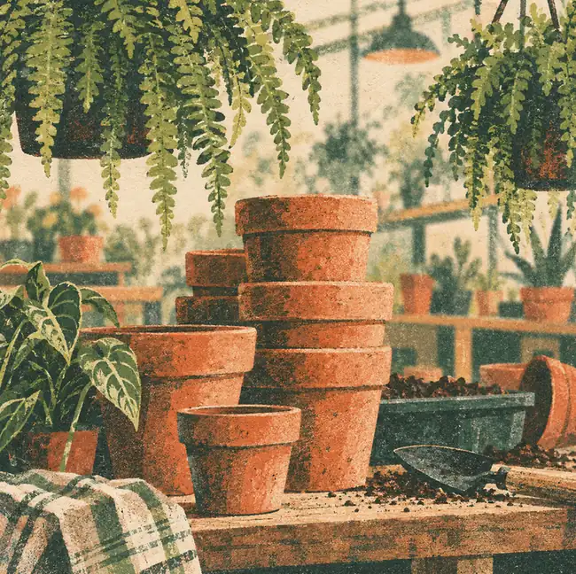Illustration of garden businesses equipment and workspace